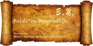Balázs Manszvét névjegykártya